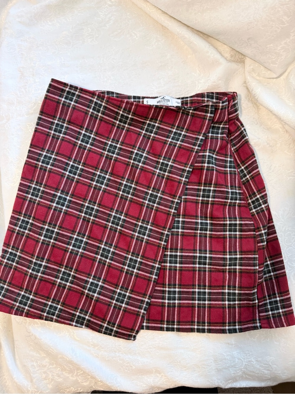 Hollister Red and Black Plaid Mini Skirt